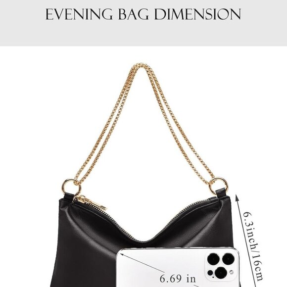 Women's Satin Evening Bag Small Clutch Shoulder Purse for Prom Wedding - Picture 4 of 7